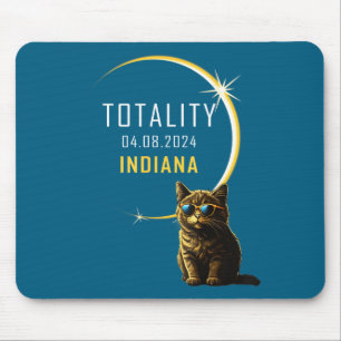 Cute Indiana Total Solar Eclipse Cat Mouse Pad