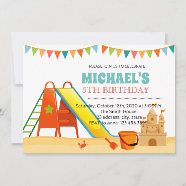 Cute indoor playground party invitation (Front)