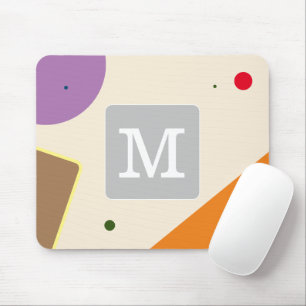 Cute initial colour block multicolor Pink Purple Mouse Pad