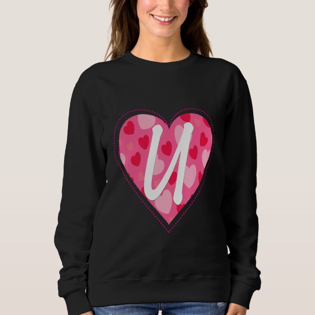Cute Initial Monogram Letter U Heart Pattern For W Sweatshirt (Front)