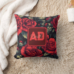 Cute Initial Rose Family Pillow