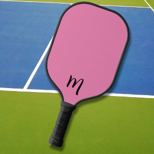 Cute Initials on Pink   Monogram Monogrammed Pickleball Paddle