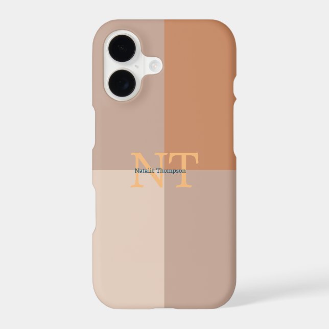 Cute initials Pink, beige and brown Earthy colours iPhone Case (Back)