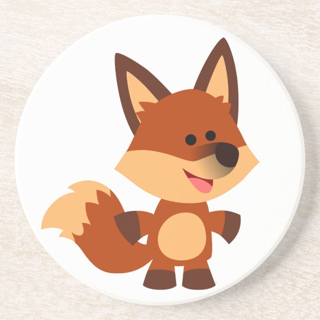 Cute Innocent Cartoon Fox Coaster (Front)