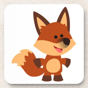 Cute Innocent Cartoon Fox Coasters Set