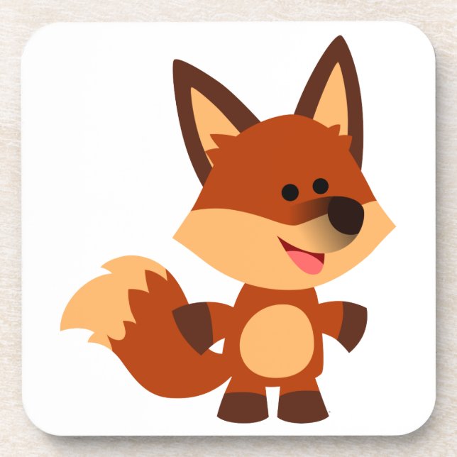 Cute Innocent Cartoon Fox Coasters Set (Front)