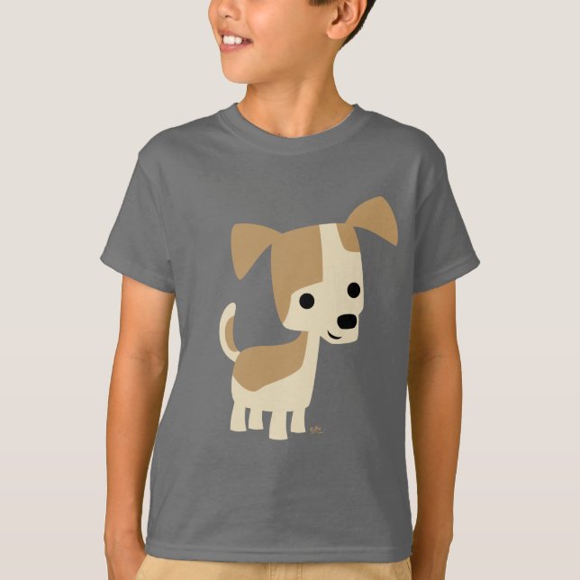 Cute Inquisitive Cartoon Dog Children T-shirt (Front)