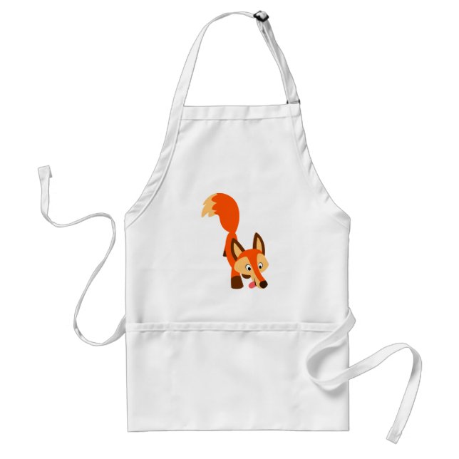Cute Inquisitive Cartoon Fox Apron (Front)