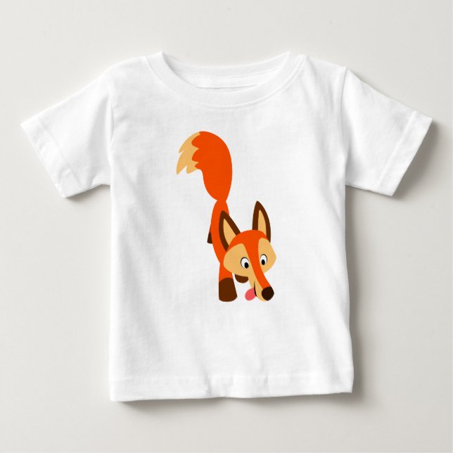 Cute Inquisitive Cartoon Fox Baby T-Shirt (Front)