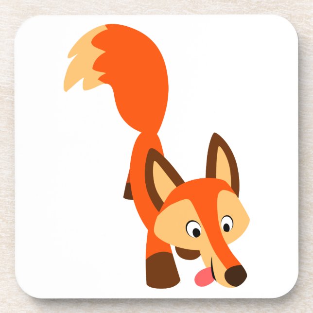 Cute Inquisitive Cartoon Fox Coasters Set (Front)