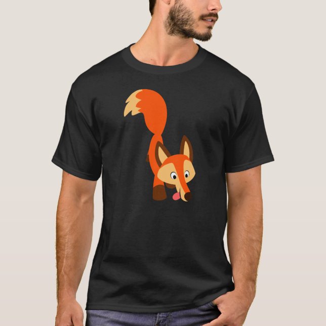 Cute Inquisitive Cartoon Fox T-Shirt (Front)