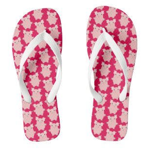 Cute Inquisitive Cartoon Pigs Flip-Flops Jandals