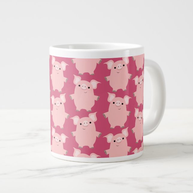 Cute Inquisitive Cartoon Pigs Jumbo Mug (Front Right)