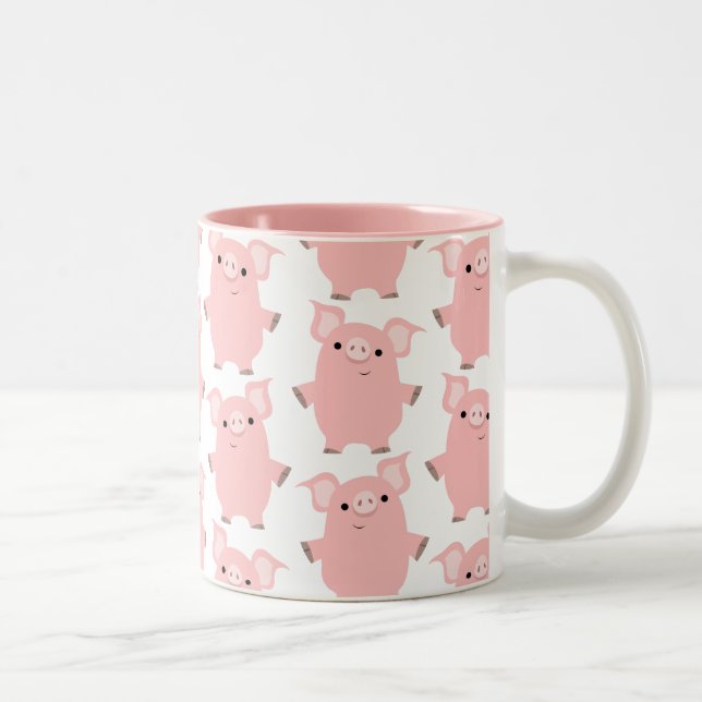Cute Inquisitive Cartoon Pigs Mug (Right)