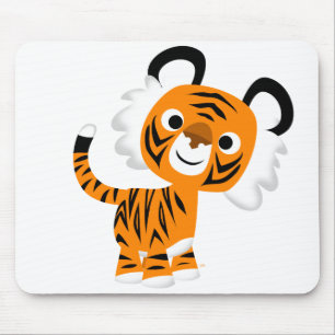 Cute Inquisitive Cartoon Tiger Mousepad