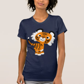 Cute Inquisitive Cartoon Tiger Women T-Shirt