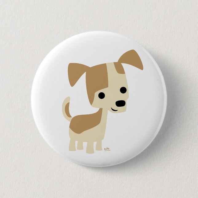 Cute Inquisitive Little Cartoon Dog 6 Cm Round Badge (Front)