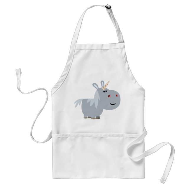 Cute Inscrutable Cartoon Unicorn Apron (Front)