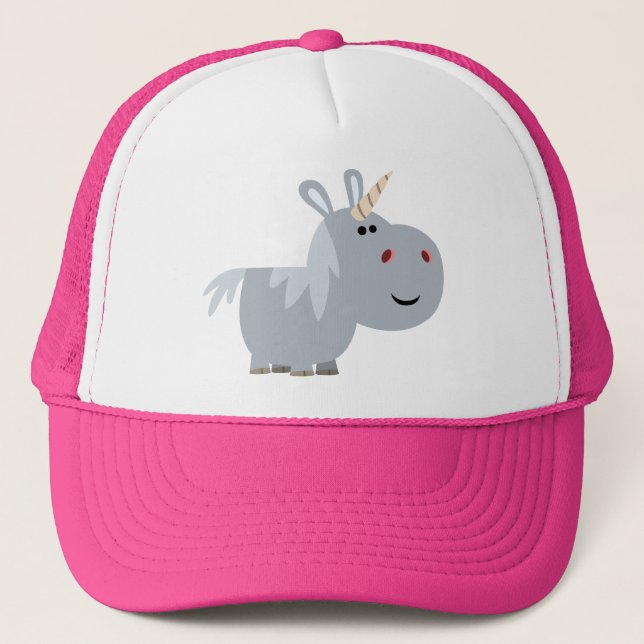 Cute Inscrutable Cartoon Unicorn Hat (Front)