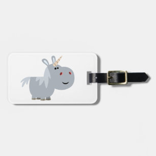 Cute Inscrutable Cartoon Unicorn Luggage Tag