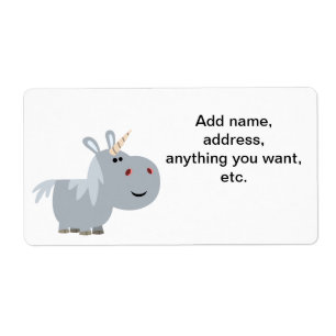 Cute Inscrutable Cartoon Unicorn Shipping Label