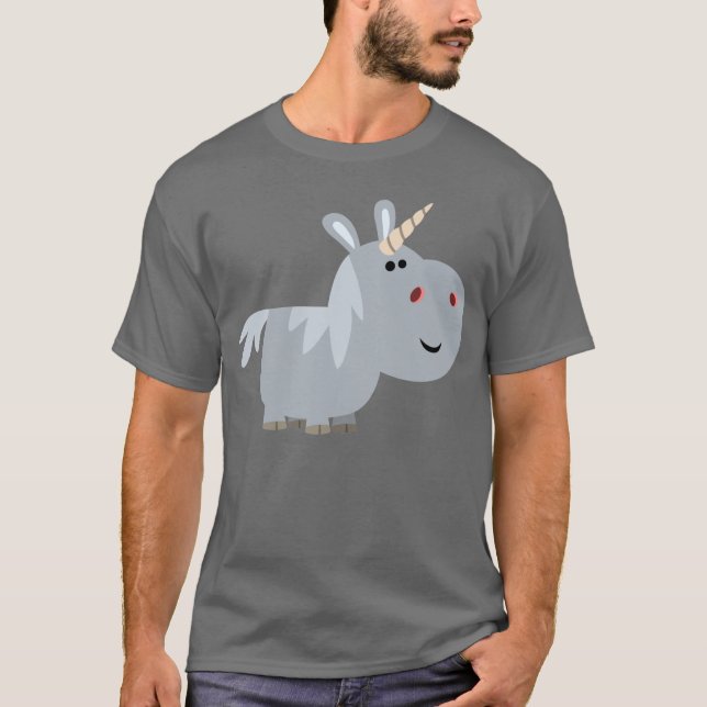 Cute Inscrutable Cartoon Unicorn T-Shirt (Front)