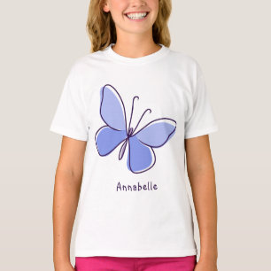 Cute Insect Butterfly in Blue Violet and Name T-Shirt