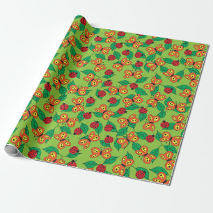 Cute insects, Butterflies and Ladybugs  Wrapping Paper