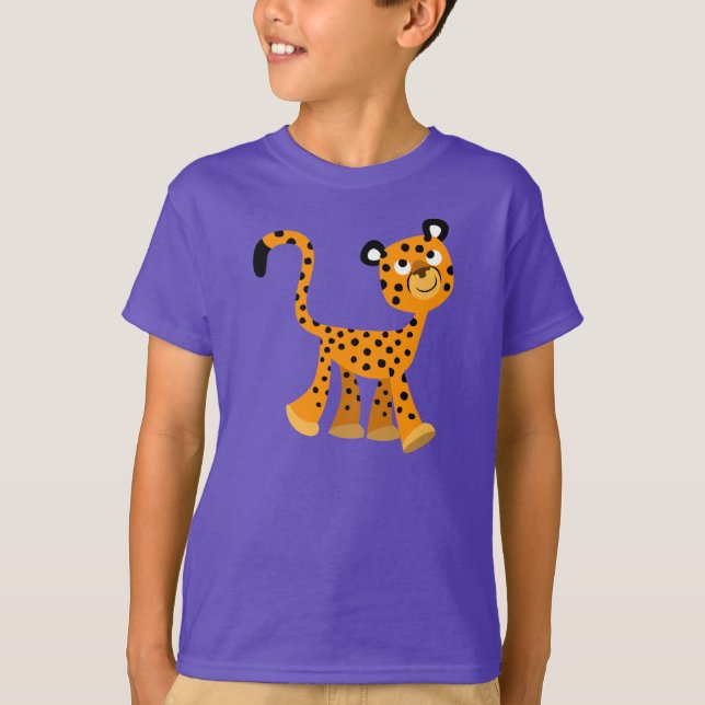 Cute Insouciant Cartoon Cheetah Children T-Shirt (Front)