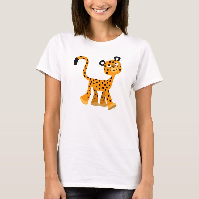 Cute Insouciant Cartoon Cheetah Women T-Shirt (Front)