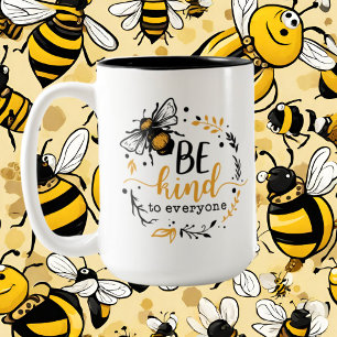 cute inspirational bee lovers word art  Two-Tone coffee mug