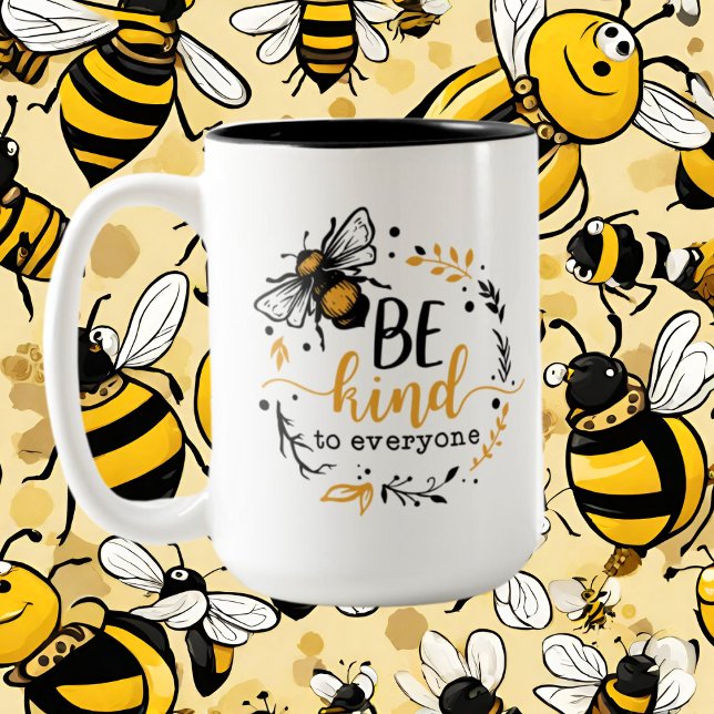 cute inspirational bee lovers word art  Two-Tone coffee mug (Creator Uploaded)