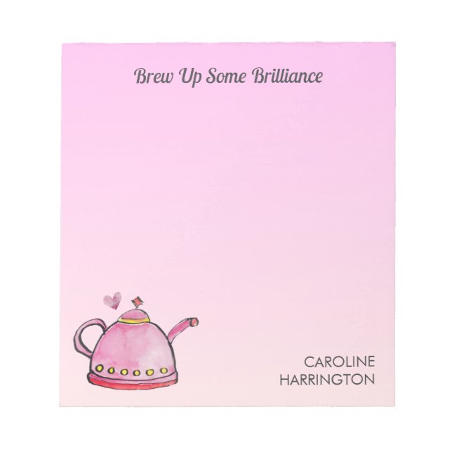 Cute Inspirational Hand-Illustrated Tea To-Do List Notepad (Front)