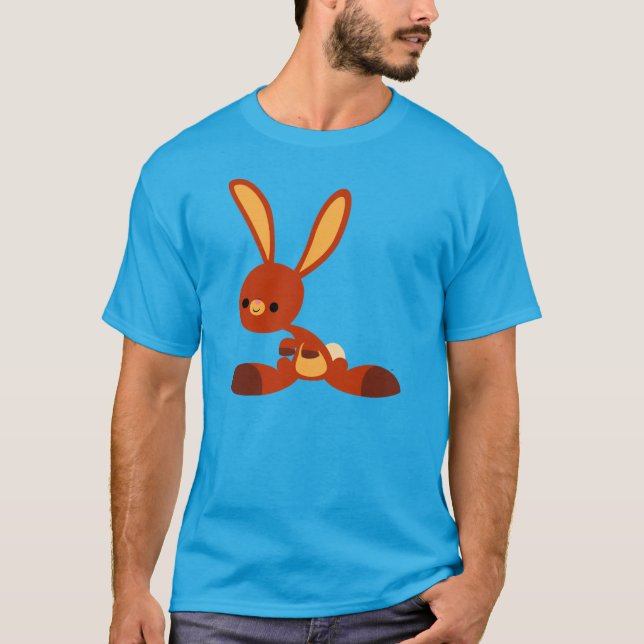 Cute Interested Cartoon Rabbit T-Shirt (Front)