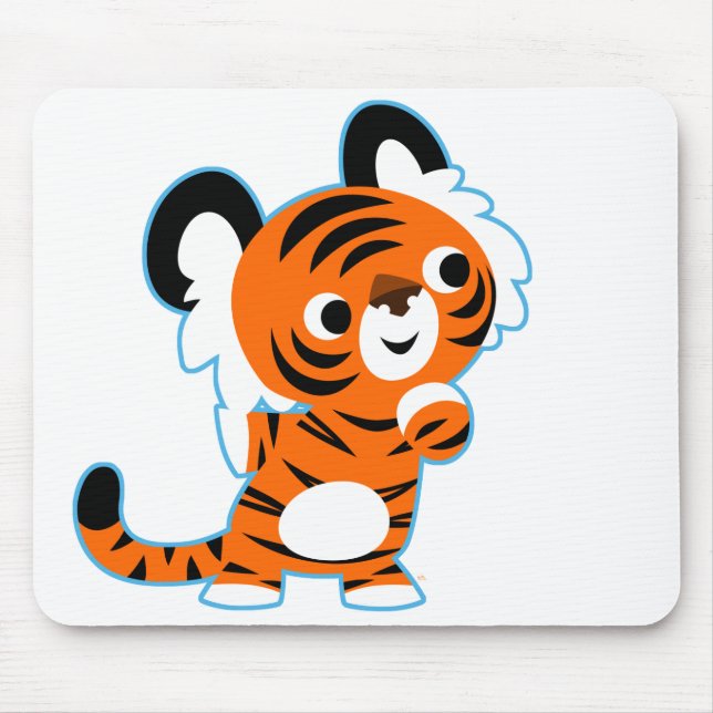 Cute Interested Cartoon Tiger Mousepad (Front)