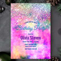 Cute iridescen silver faux glitter monogram