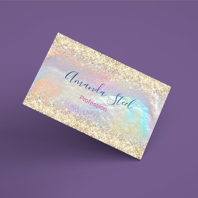 Cute iridescent faux gold glitter business card (Creator Uploaded)