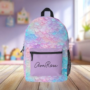 Cute Iridescent Mermaid Scale Personalised  Printed Backpack