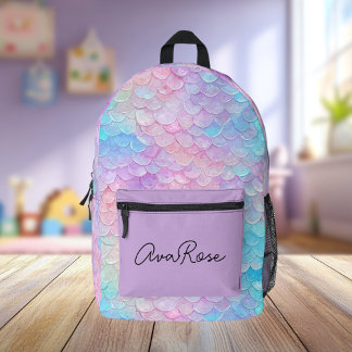Cute Iridescent Mermaid Scale Personalized Printed Backpack