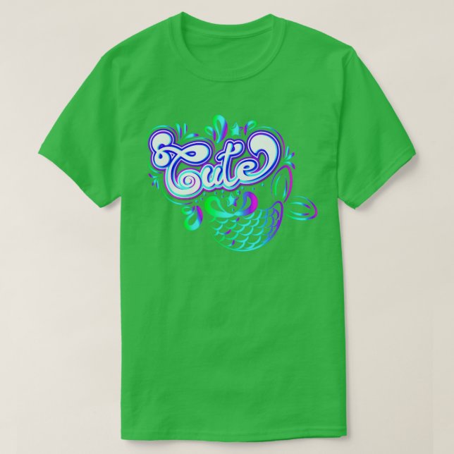 Cute Iridescent Mermaid Tail T-Shirt (Design Front)