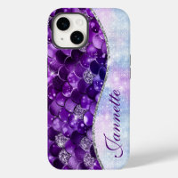 Cute Iridescent Purple Mermaid Faux Glitter