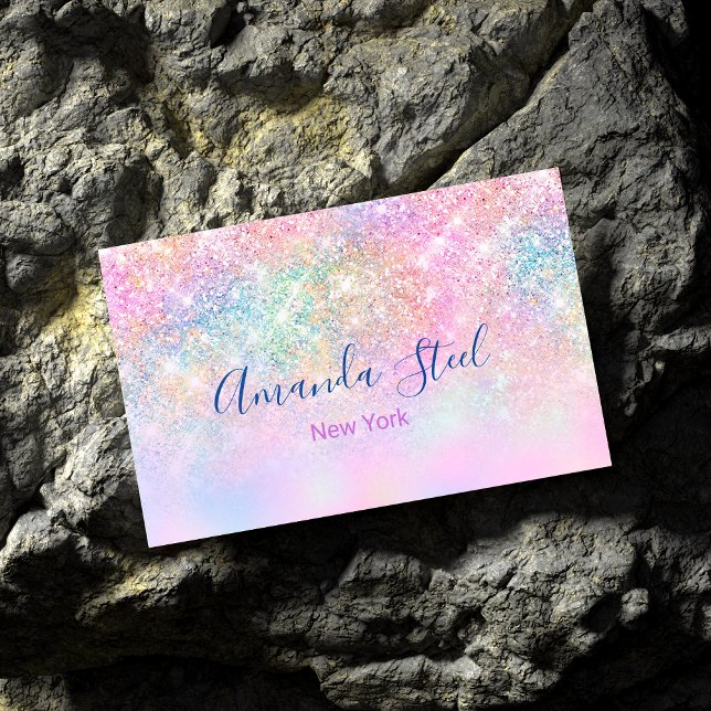 Cute iridescent unicorn ombre glitter business card (Creator Uploaded)
