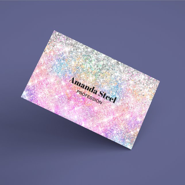 Cute iridescent unicorn pink glitter magnetic business card (Creator Uploaded)