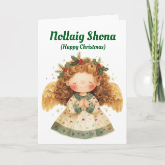 Cute Irish Angel Christmas Card