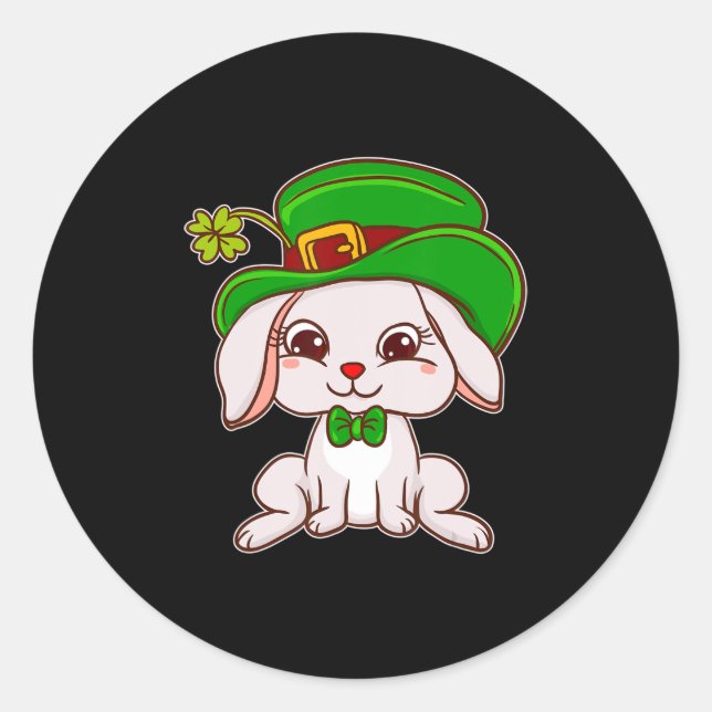 Cute Irish Bunny Dressed for St Patrick Day Irish  Classic Round Sticker (Front)