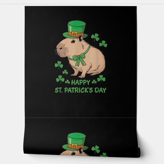 Cute Irish Capybara Leprechaun Happy St.Patrick's  Wallpaper (Unrolling)