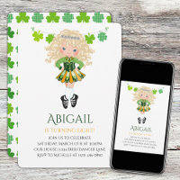 Cute Irish Dance Blonde Girl Shamrocks Birthday