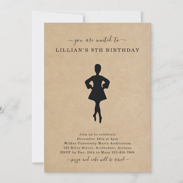 Cute Irish Dancing Birthday Invitation (Front)