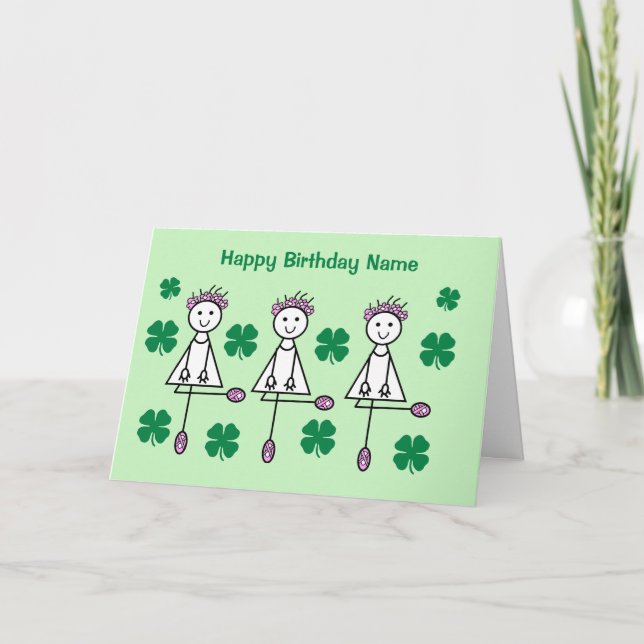 Cute Irish Dancing Girls Birthday Card (Front)