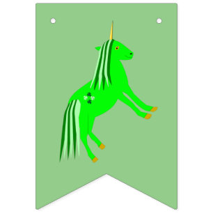 Cute Irish Green and Gold Unicorn Bunting